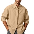 thumbnail image 3 of Zenithor Men's Long Sleeve Point Collar Shirts, Wrinkle-Resistant Button-Down Tops with Removable Tie, Smart Casual Business Dress Shirts, M-5XL, 3 of 9