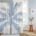 Bathroom Shower Curtain Abstract Plant Blue Palm Tree Waterproof Shower ...
