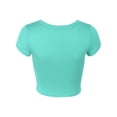 thumbnail image 3 of KOGMO Womens Short Sleeve Crop Top Solid Round Neck T Shirt, 3 of 7