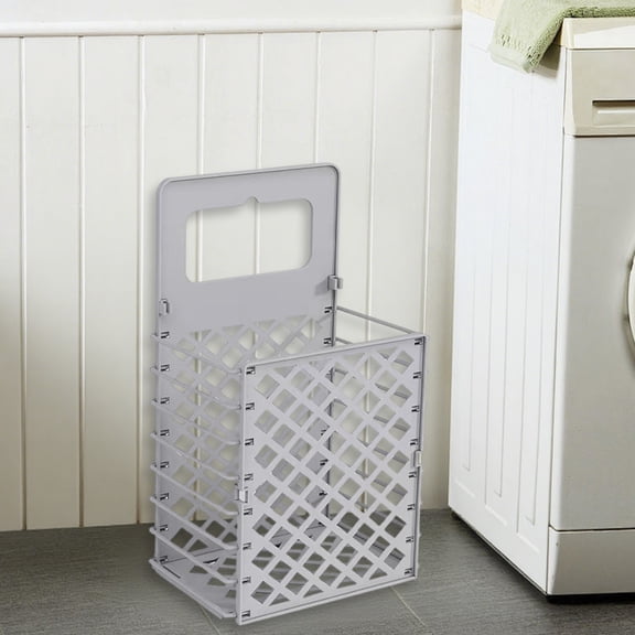 20.47x11.81x8.27 Inch Foldable Laundry Basket with Handles White Beige Gray Plastic Dirty Clothes Hamper for Home Bathroom