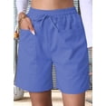 thumbnail image 6 of Omen Casual Shorts Drawstring Comfy Elastic Waist Shorts Summer Pull on Short with Pockets Royal Blue XL, 6 of 8