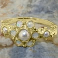 thumbnail image 5 of LBG British Made 9k Yellow Gold Cultured Pearl & Opal Womens Promise Ring - 33 size options - Size 9.5, 5 of 7