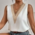thumbnail image 6 of Odeerbi Tank Top For Women Sleeveless Tops Trendy 2025 Casual Solid Color V Neck Lace Stitching Vest And Tops Beige, 6 of 9