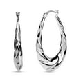 thumbnail image 6 of LeCalla 925 Sterling Silver Italian Diamond-Cut Shrimp Oval Hoop Earrings for Women and Teen 38MM, 6 of 9