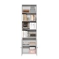 thumbnail image 4 of Furinno JENSEN 6-Tier Farmhouse Bookcase with Display Shelves and Doors, 9.2 x 21.6 x 71.2 Inches, Plain White, 4 of 5