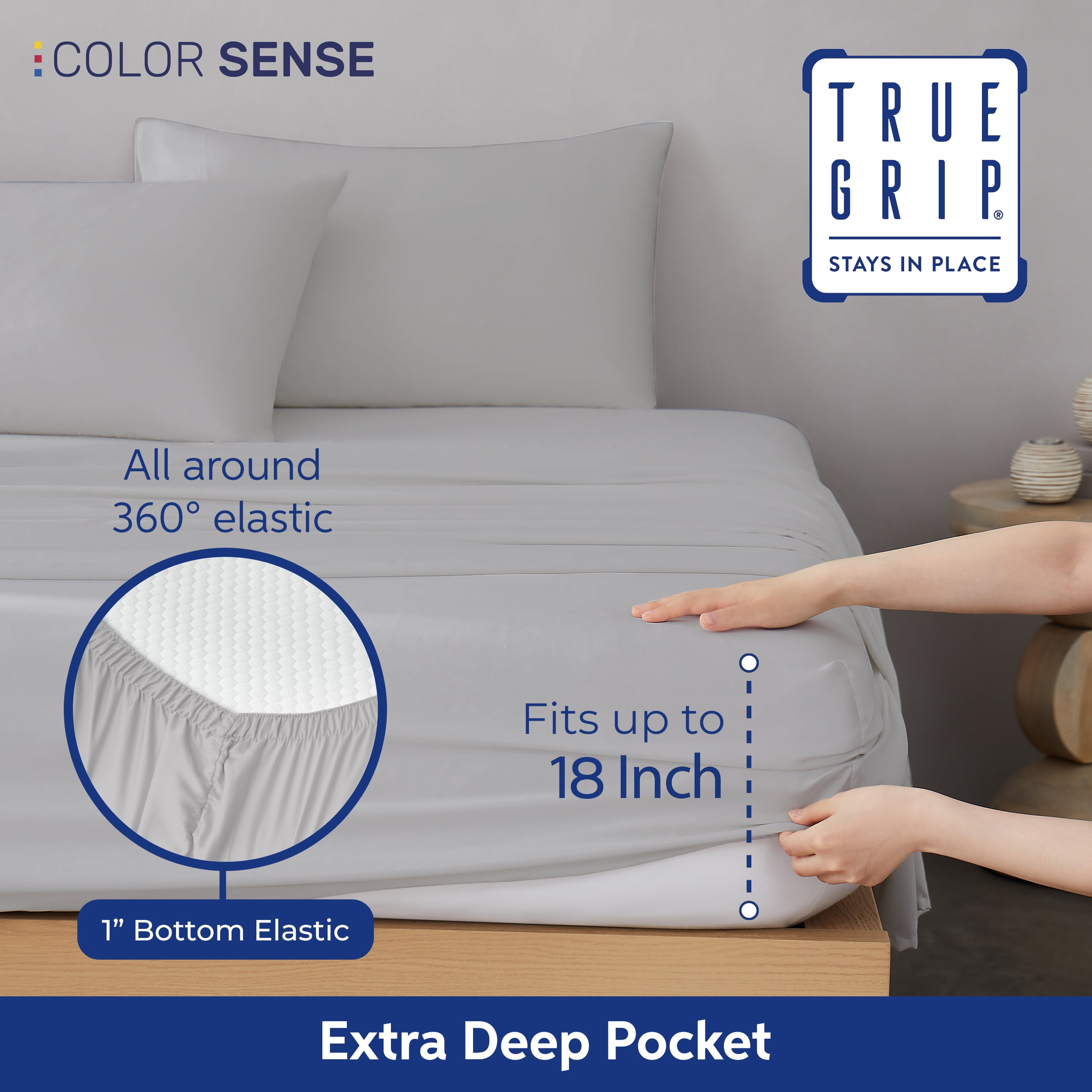 Color Sense 6-Piece 800 Thread Count Silver Cotton Rich Adult Bed Sheet Set, Full - Deep Pocket
