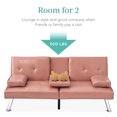 thumbnail image 4 of Best Choice Products Modern Faux Leather Convertible Futon Sofa w/ Removable Armrests, 2 Cupholders - Pink, 4 of 9