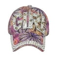 thumbnail image 4 of Helii Women Floral Print Baseball Cap Rhinestone Bling Hat Adjustable Cotton Summer Cap Vintage Flower Embroidery Hat Curved Brim Sun Cap Purple,One Size, 4 of 4