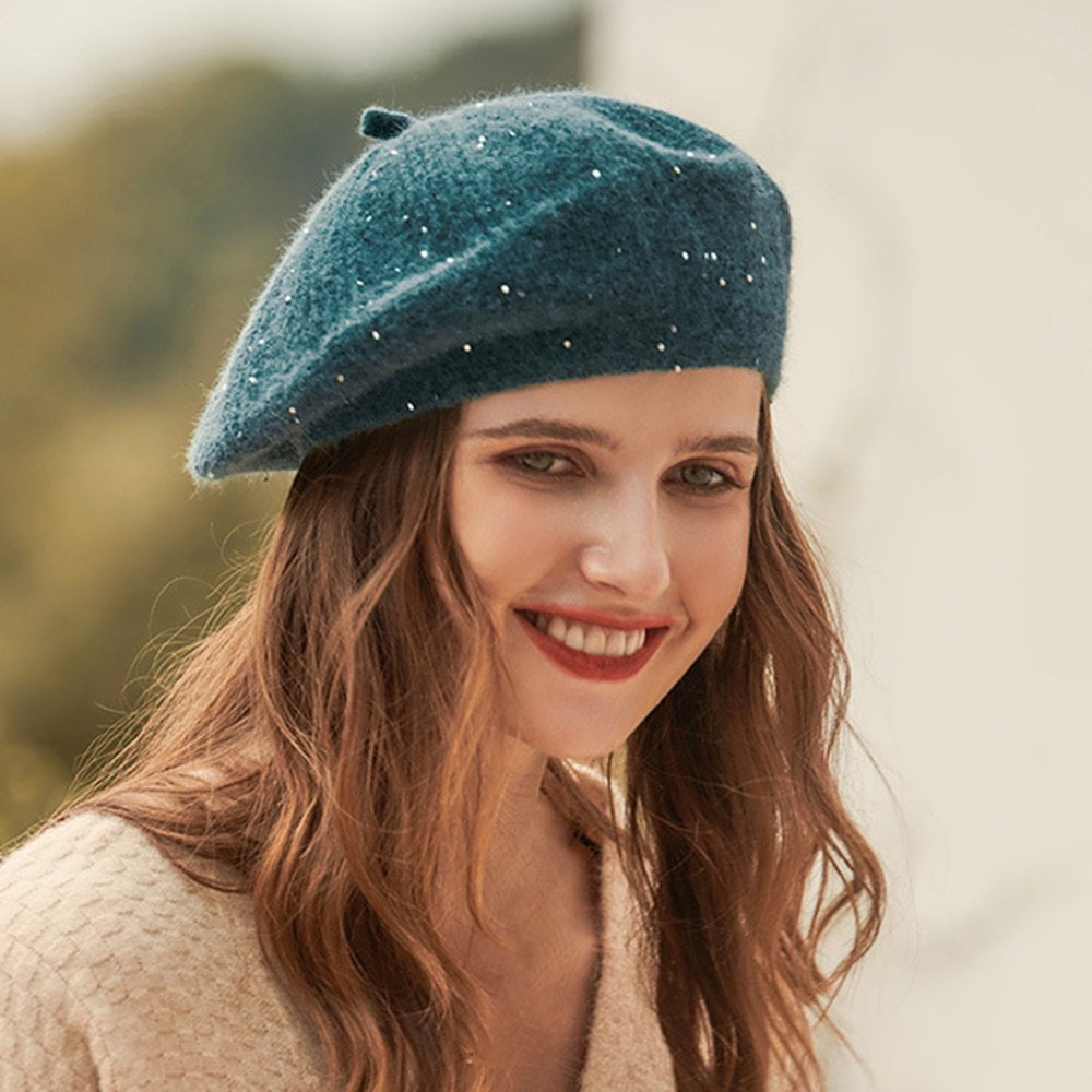 帽子 GLITTER KNIT BERET Clover Knit Shimmer Beret Hat | Fall/Winter Beret Hats for Women