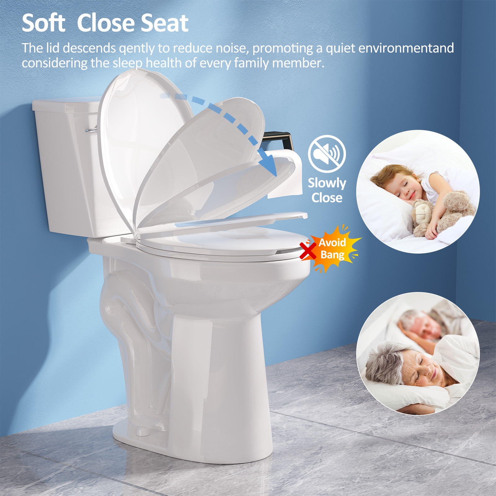 SUPERFLO  21  Inch Tall Toilet for Seniors,  ADA Elongated Height Toilet with Comfort Chair Seat, Extra Tall Toilets with 1.28 Gpf Powerful Single Flush, 12 Inch Rough In for Bathrooms &Tall Person