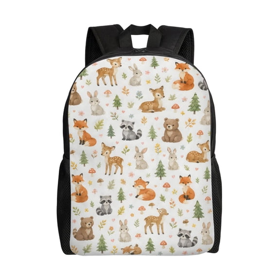 Cute Woodland Animals Backpack Full Front Print Travel Laptop Bag for Men and Women