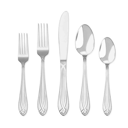 Hampton Signature Lace Frosted 54 Piece Flatware Set With Natural Wooden Flatware Caddy