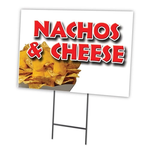 NACHOS & CHEESE  12"x16" Yard Sign & Stake | Advertise Your Business | Stake Included Image On Front Only | Made in The USA