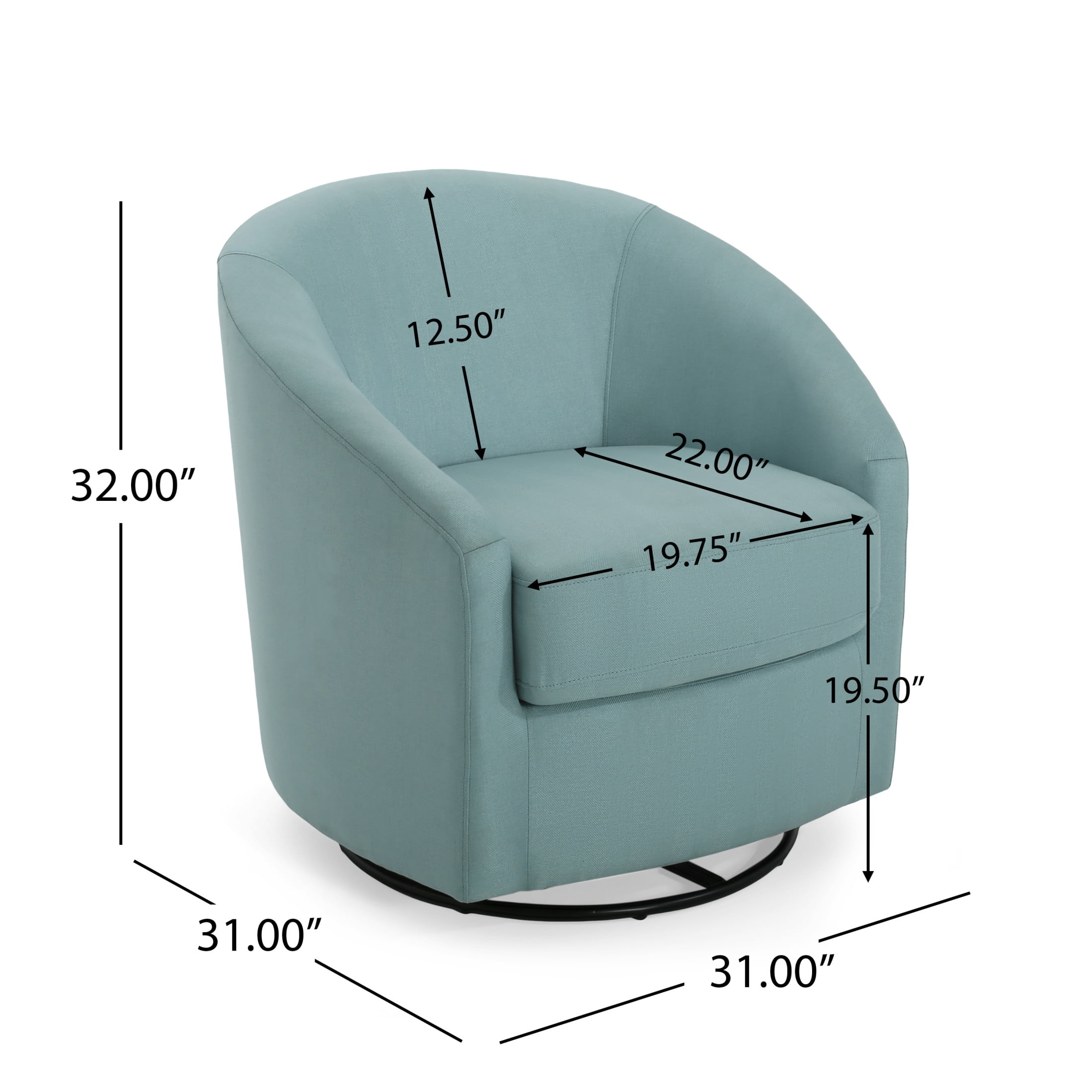 Contemporary Swivel Glider Chair, Light Blue
