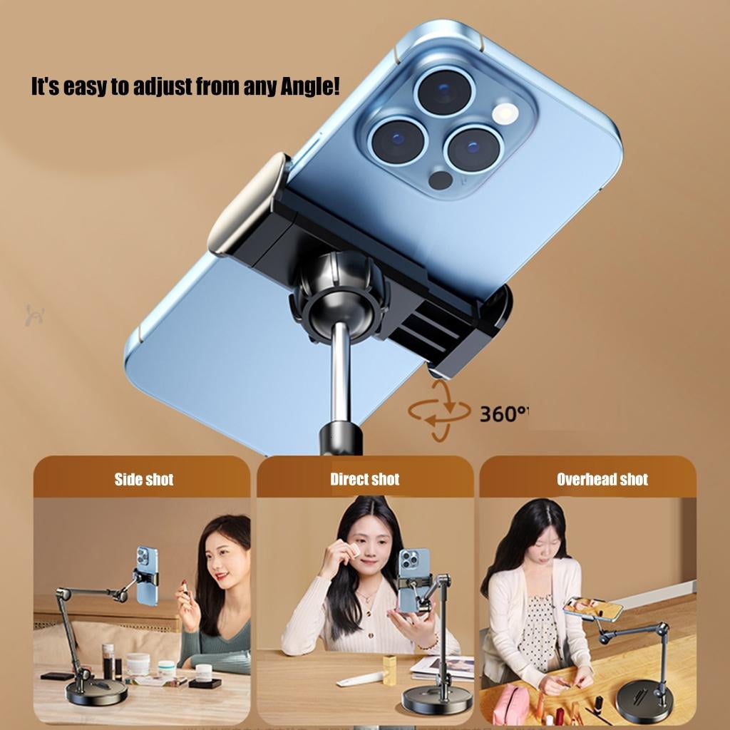 Overhead Camera Phone Mount for Desk,Photography Stand Tripod for Smartphone Video Recording Phone Holder