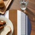 thumbnail image 3 of Modern Brown Blue Round 15 Inch Placemats Set of 2, Boho Contemporary Geometric Striped HeatResistant Non Slip Place Mats for Dining Table, Wipeable Braided Kitchen Table Mats for Housewarming, 3 of 9