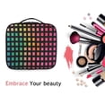 thumbnail image 6 of FORMRS Travel Makeup Bag Large Capacity Train Case Cosmetic Organizer with Adjustable Dividers, Pink Block Pattern, 6 of 8