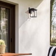 thumbnail image 6 of LNC Farmhouse Square Outdoor Wall Sconce with Seeded Glass in Black Finish,W5.91" x L6.89" x H10.63", 6 of 8