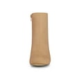 thumbnail image 6 of BLISSFUL STEP Women's Side Zipper Round Toe Block Heel Ankle Boots Camel 9, 6 of 7