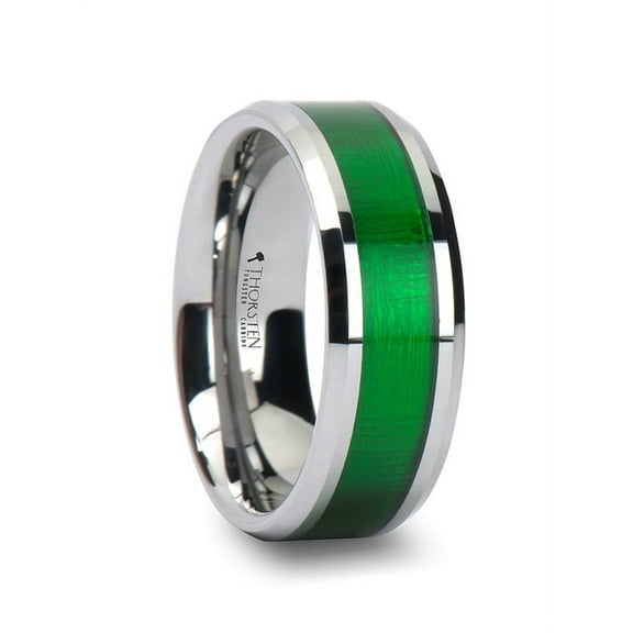 VARDON Tungsten Carbide Ring with Textured Green Inlay - 8mm