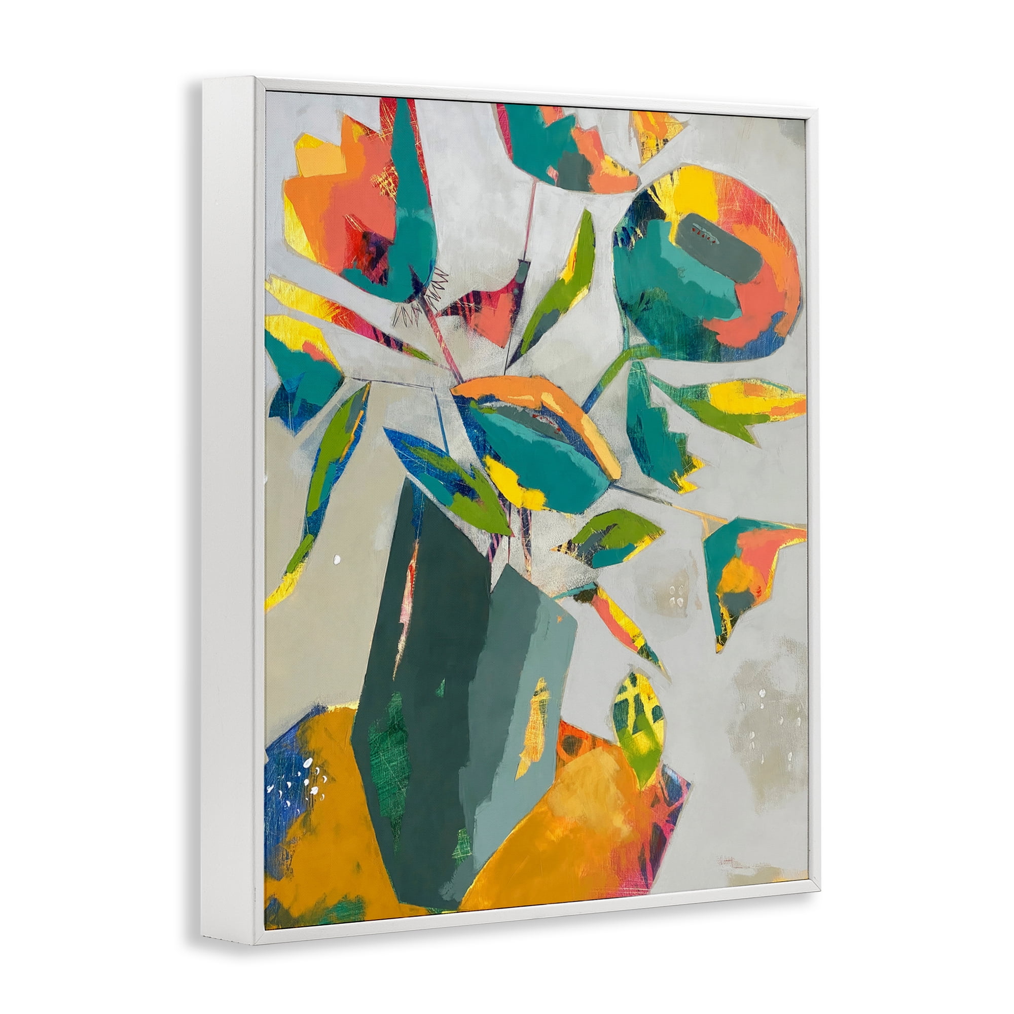 Mischief & Merrymaking Abstraction White Framed Giclee Art, design by Dianna Fritzler