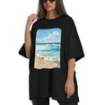 thumbnail image 4 of Plus Size Shirt for Women Black Tops for Women Oversized Short Sleeves Shirt for Women Sunny Beach3 T Shirt Crewneck Shirt for Women L, 4 of 5