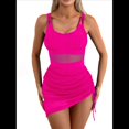 thumbnail image 2 of Traje de Baño de una Pieza para Mujer, con Control de Abdomen, Adelgazante, Pareo Transparente, Color Rosa y Rojo, Talla S, 2 of 9
