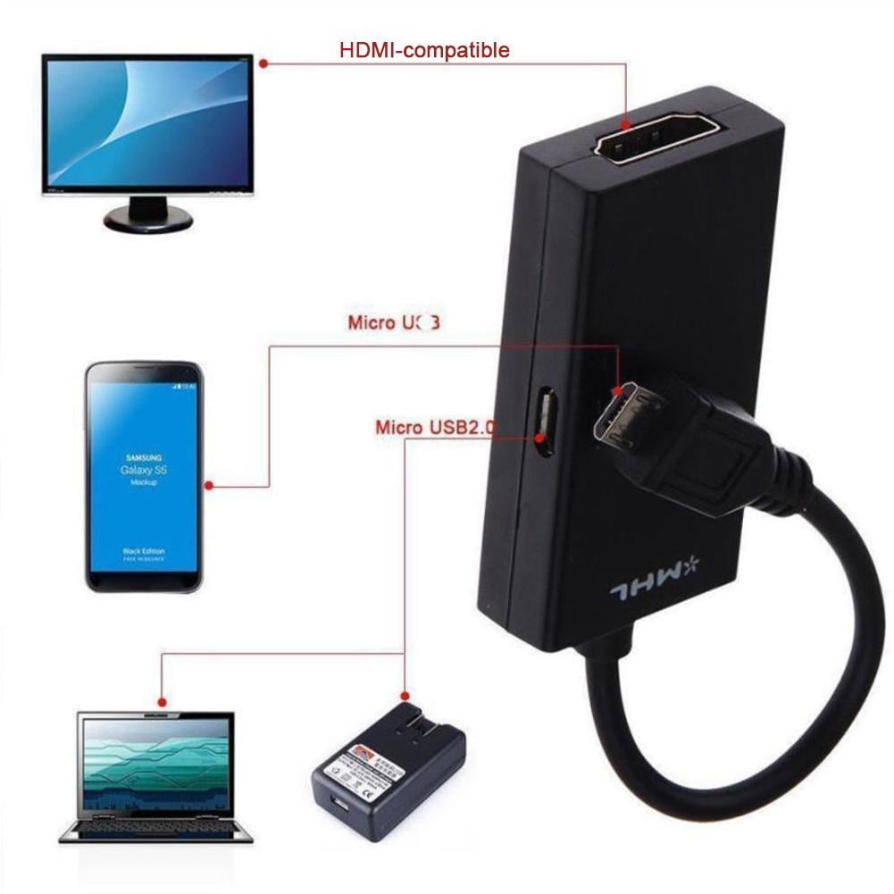 Cable MHL MicroUSb a HDMi . Negro . 3 metros, 3.0 Virtual - Tienda Online