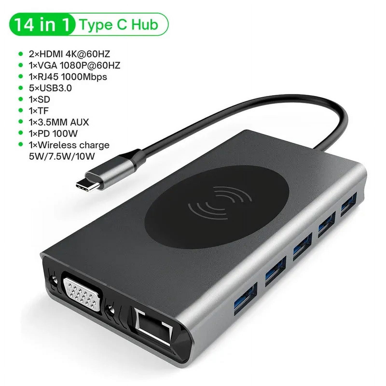 Feylan 13 in 1 USB C 3.0 hub Type-C 4k-hdmi RJ45 Gigabit 14 port adapter PD charge docking station laptop PC USB notebook splitter