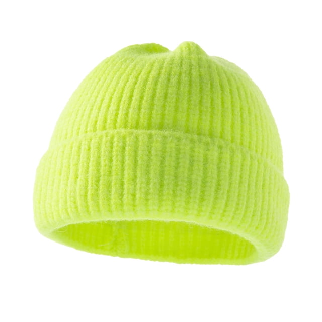 Gorro de punto cálido para otoño e invierno para bebé, gorro de lana de fibras acrílicas de color puro para niños