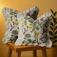 thumbnail image 3 of Ensemble de 2 Housses de Coussin en Sergé de Coton Vargottam - Imprimé Oiseau avec Feuilles, 16x16 Housses de Coussin à Volants avec Fermeture Éclair Cachée, Imprimé Réversible, Décor Rustique de Ferme, 3 of 6