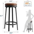thumbnail image 2 of 30'' Swivel Bar Stools Set of 2, Modern Backless Counter Height Barstools with Footrest, PU Leather Upholstered Seat, Metal Frame, Brown, 2 of 7