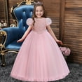 thumbnail image 2 of Gubotare Girls Party Dress Girls Dress Basic Short Sleeve A Line Swing Skater Twirl School Party Dress (Pink,Size 7-8 Years), 2 of 5