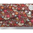 thumbnail image 2 of Soimoi Polyester Crepe Fabric Floral,Rabbit & Porcupine Cartoon Fabric Prints by Yard 52 Inch Wide, 2 of 4