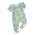 thumbnail image 1 of FAROOT Combinaison pour Bébé Fille, Manches Courtes, Col Ras du Cou, Imprimé Floral, Fermeture Éclair, Barboteuse Décontractée, 1 of 9