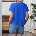 thumbnail image 4 of LWavelet Women's Pleated Blouse Short Sleeve Tops Round Neck Casual Loose Fit Summer Basic Tee Blue XL, 4 of 8