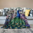 thumbnail image 2 of Autua Peacock Theme Warm Lightweight Soft Fleece Blanket for All Seasons Living Rooms Sofa Decor Cow Gifts Blanket Excellent Hand Feel Blanket 50x60in, 2 of 6