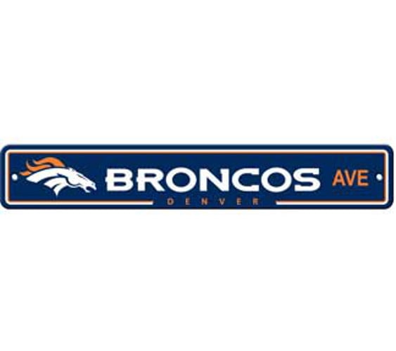 Fremont Die NFL Denver Broncos Panneau d'Équipe, 4 Pouces" x 24 Pouces", Panneau de Rue