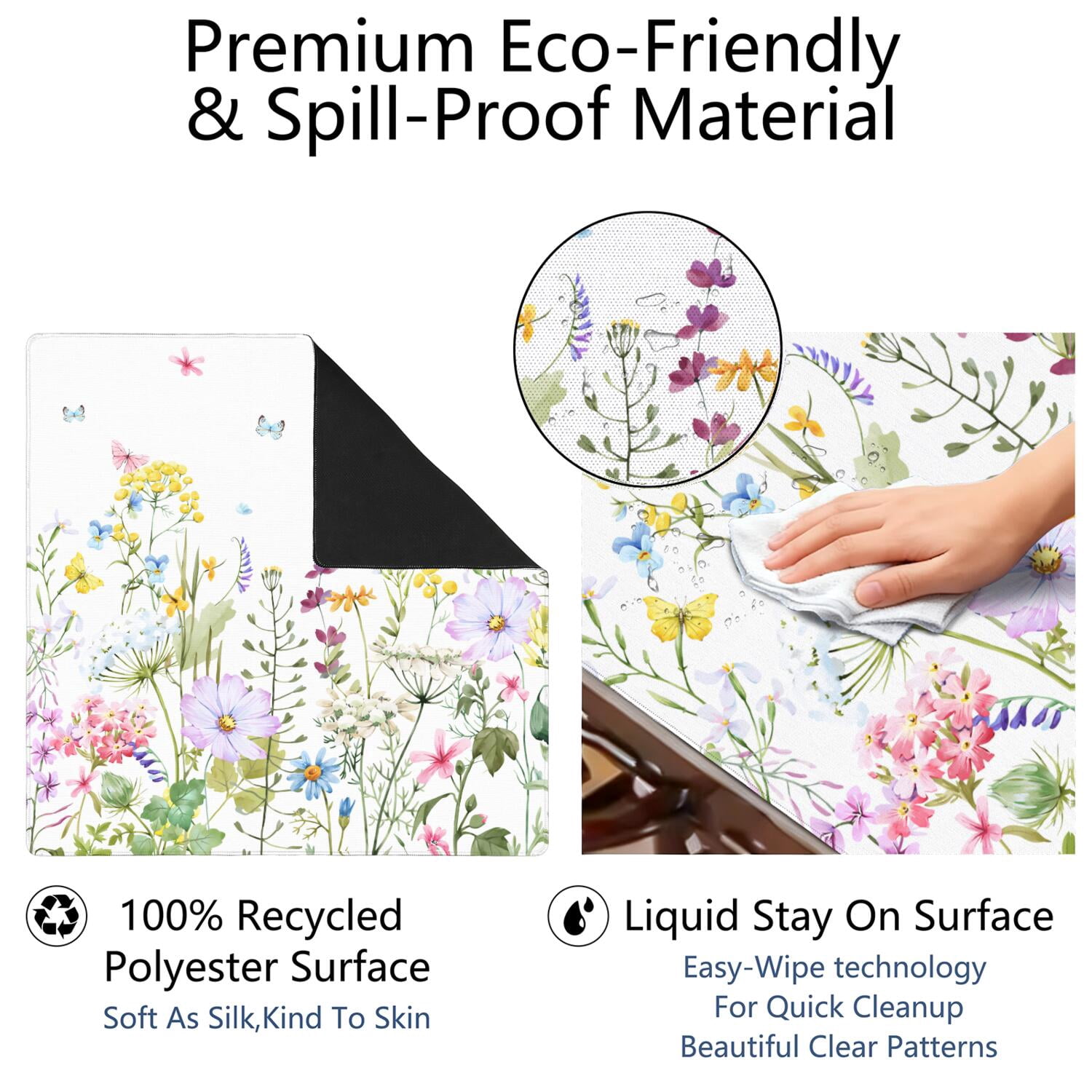 Premium Floral Design Rubber Table Cover for Game Room 31.5x31.5 Inch Extra Large Mahjong Pad with Anti-Skid Bottom & Quiet Play for Tiles