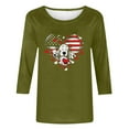 thumbnail image 4 of Sakmal Womens Tops Under $5 3/4 Sleeve Green Independence Day Graphic Crew Neck T-Shirts Shirts for Women, 4 of 4