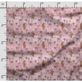 thumbnail image 2 of Soimoi Llama Alpaca Print,Cotton Poplin, Sewing Fabric Sold by The Yard 42 Inch Wide,Sewing Craft Quilting/Quilt Making Fabric, Brown & Pink, 2 of 5