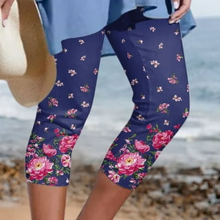 PANOEGSN Women High Waist Capri Pants Summer Casual Knee Length
