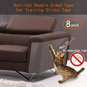 Anti Cat Scratching Deterrent Tape, Scratch Protection Tapes for Pet, Clear Double Sided Training Tape, How to Love Your Pet by Protect Your Upholstered Furniture is the Best choice(Pins free)(8 Pack)