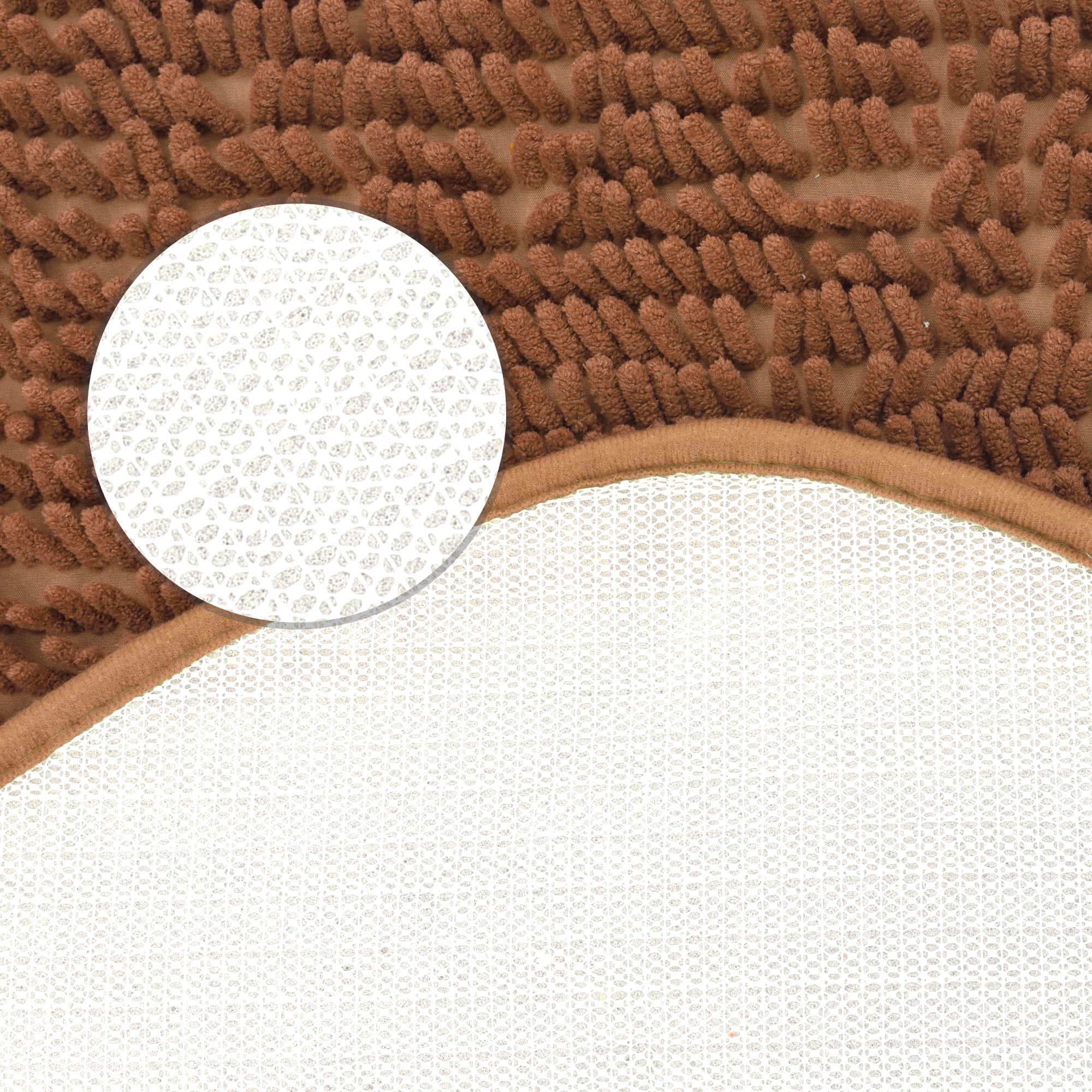 Unique Bargains Heart Shaped Chenille Bath Rugs Soft Shaggy Bath Mat Brown 20" x 24"