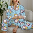 thumbnail image 6 of Yiaed Gnome Pool Party Print Pajamas Women's Long Sleeve Sleepwear Soft Button Down Loungewear Pjs Lounge Set Nightwear Womens Pajama Pants-Medium, 6 of 7