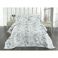 thumbnail image 2 of Ambesonne Leaf Print Quilted Coverlet 2 Pcs, Modern Minimalist Leafy, Twin Size, Sea Blue and Pale Grey, 2 of 4