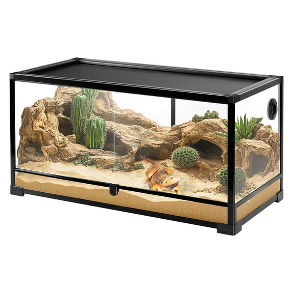 OiiBO  50 Gallon Reptile Glass Terrarium Tank Double Hinge Door with Screen Ventilation Large Reptile Terrarium 36" x 18" x 18"(Knock-Down)