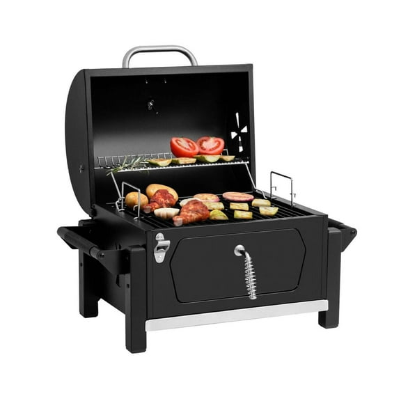 WaiRitoday Portable Charcoal Grill with Warming Rack, Tabletop Charcoal Grill with 303 Sq. In Cooking Area for Outdoor Camping and Picnic Grilling, Black