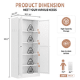 thumbnail image 3 of Hassch Metal Pantry Cabinet, 61"H Storage Cabinet with Adjustable Shelves and 2 Doors, Accent Cabinet for Kitchen, Dining Room, Living Room, White, 3 of 9