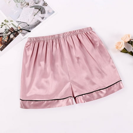 

Lingerie Women s Casual Solid Color Shorts Thin Loose Ice Silk Pajamas